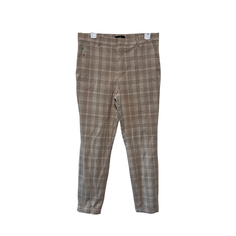 H&M Skinny Fit Plaid Pants US 30 Brown White - Picture 2 of 10